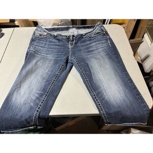 Vigoss Capri Jeans Womens 24 Blue Denim Heritage Fit Mid Rise Contrast Stitching